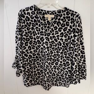 Michael Kors Blouse, 3/4 length ruffled sleeve, V-neck, lightweight.